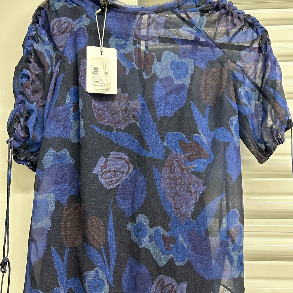 Ted Baker NIXOLE Blue Floral Sheer Blouse